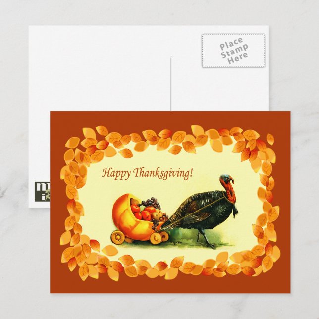 Bon thanksgiving. Cartes postales de conception vi (Devant / Derrière)