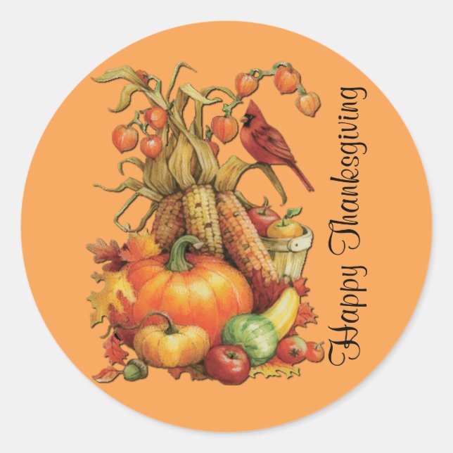 Bon thanksgiving de récolte d'automne Stickers ora (Devant)