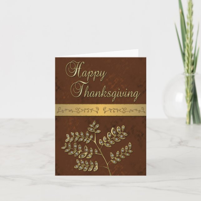 Bon thanksgiving Feuilles d'or - Carte de voeux (Devant)
