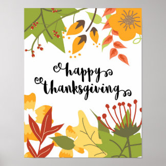 Bon thanksgiving - Feuilles - Poster