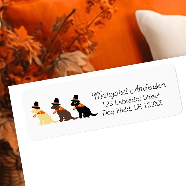 Bon thanksgiving Labrador Étiquette Silhouette (Happy Thanksgiving Labrador Silhouette Design Return Address Label for Labrador Owners.  )