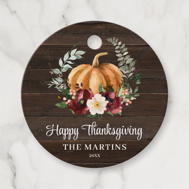 Bon thanksgiving rustique Favoriser les étiquettes (Devant)