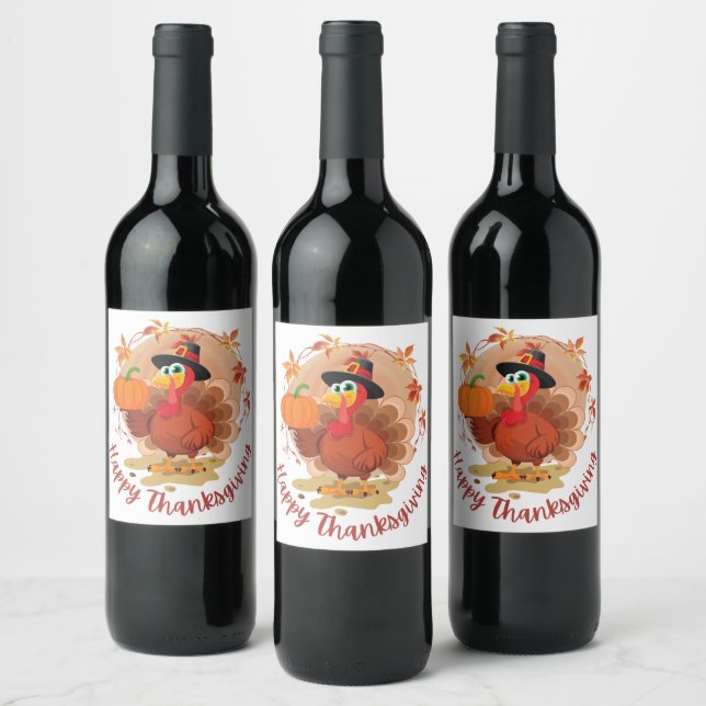 Bon thanksgiving Typographie Étiquette de vin (Bouteilles)