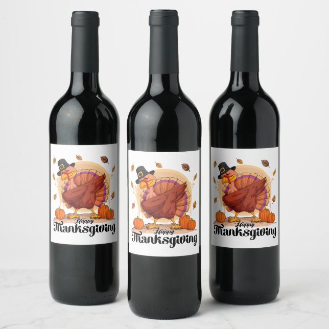 Bon thanksgiving Typographie Étiquette de vin (Bouteilles)