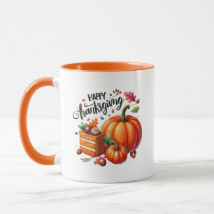 Bon thanksgiving Wordart Citrouille Mug