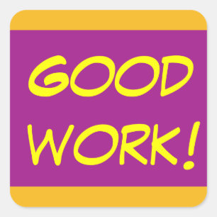 Bon travail - autocollant enseignant sq jaune