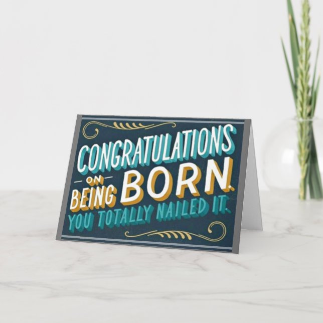 BON TRAVAIL ET HEUREUX **21e** Carte d'anniversair (Devant)