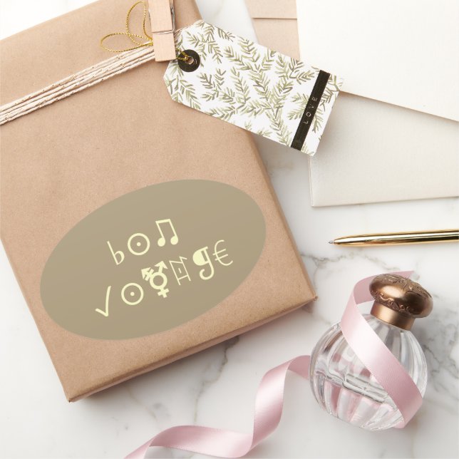 Bon Voyage Blessings: Lovely Text Art Oval Sticker (Gifting)