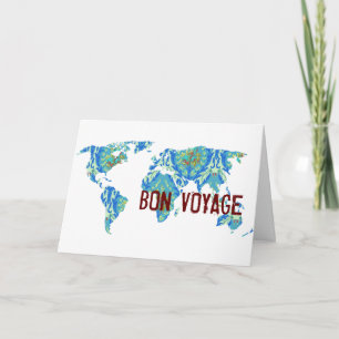 Bon Voyage   Bohemian Pattered World Map Card