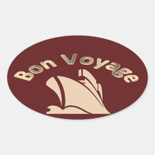 Bon Voyage Cruise Ship Oval Sticker