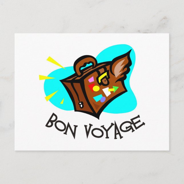 Bon Voyage, have a good trip! Winged suitcase Postcard (Front)