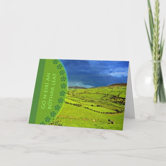 Bon Voyage Irish Gaelic Greeting, Irish Landscape Card (Front)