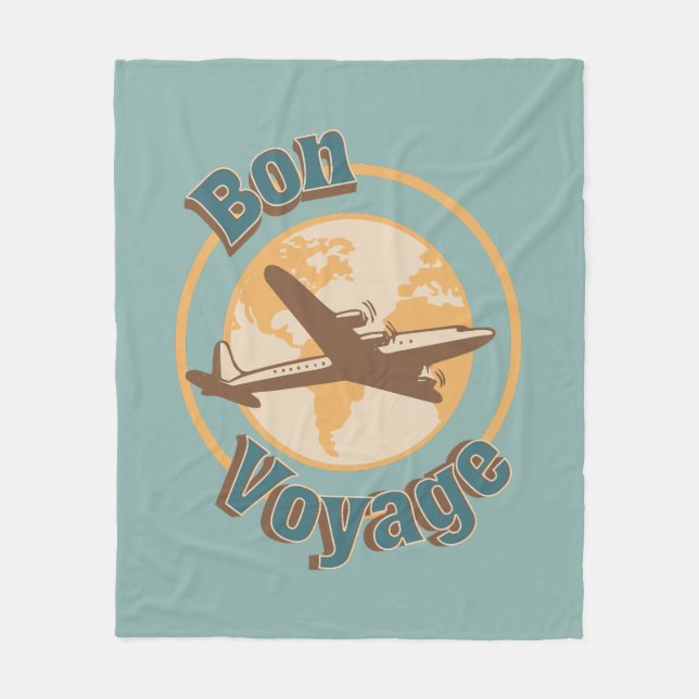 Bon Voyage Let's travel the world design Fleece Blanket (Front)