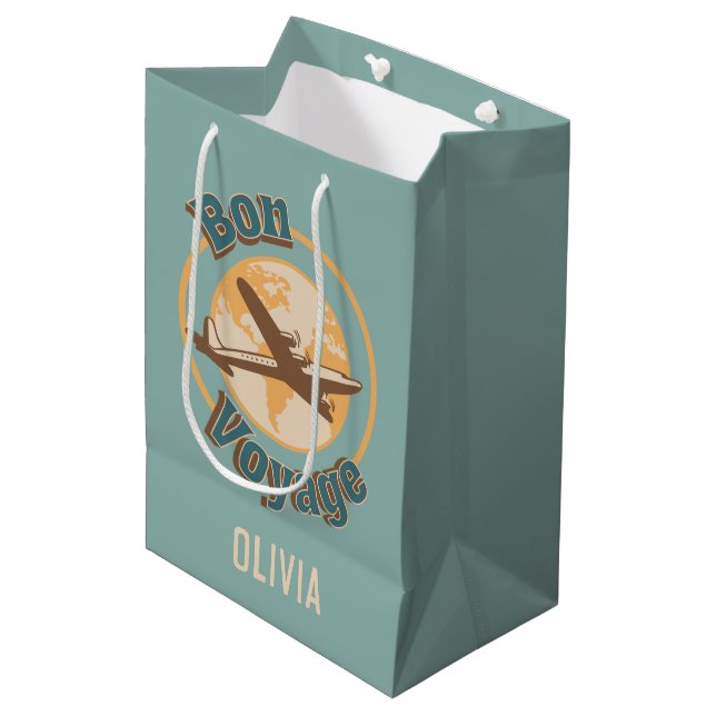 Bon Voyage Let's travel the world design Medium Gift Bag (Front Angled)
