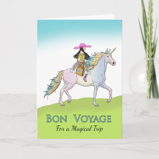 Bon Voyage Magical Trip Unicorn  Card (Front)