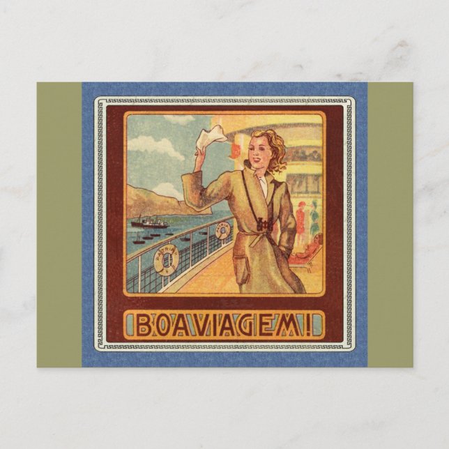 Bon Voyage Ocean Liner Postcard (Front)