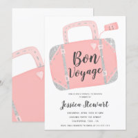 Bon voyage suitcase silver pink leaving party