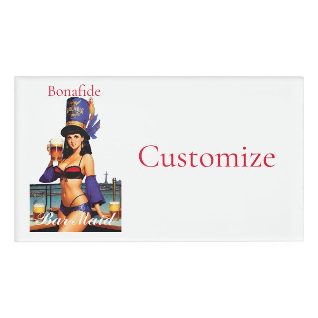 Bonafide Bar Maid Thunder_Cove  Name Tag (Front)