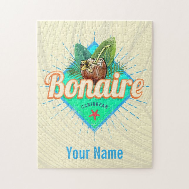 Bonaire Caribbean retro vacation vintage island Jigsaw Puzzle (Vertical)