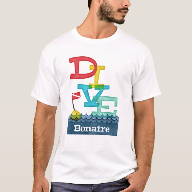 Bonaire Dive - Colourful Scuba T-Shirt (Front)