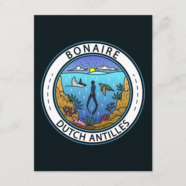 Bonaire Dutch Antilles Scuba Badge Postcard (Front)