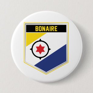 Bonaire Flag Shield 3 Inch Round Button