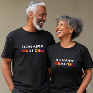 Bonaire Nautical Maritime Sailing Flags Dark Color T-Shirt