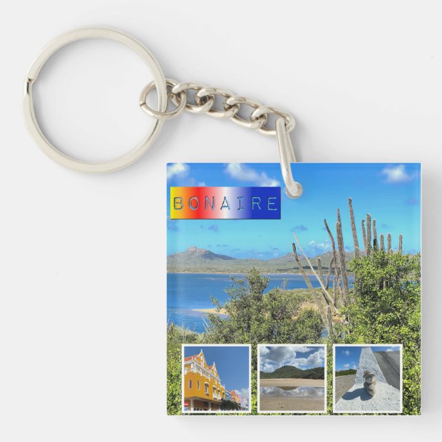 Bonaire Photo Collage Keychain (Front)