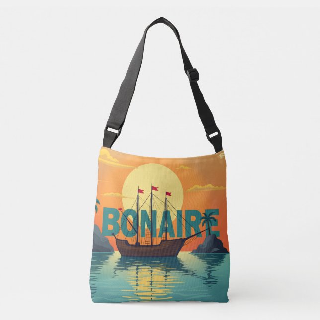  Bonaire sailing ship sunset Crossbody Bag (Front)