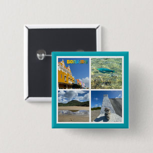 Bonaire Scenic Photo Collage 2 Inch Square Button