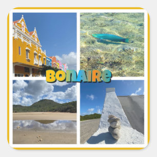 Bonaire Scenic Photo Collage Square Sticker