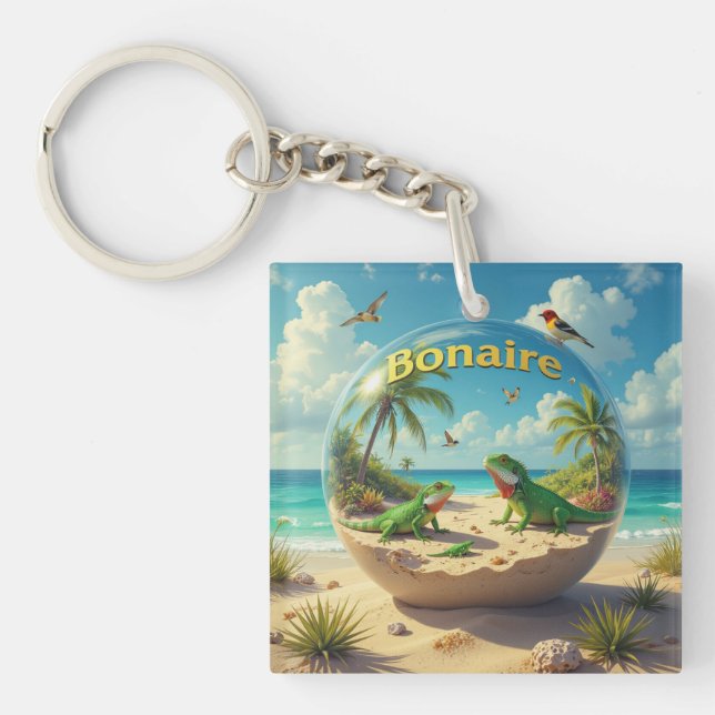 Bonaire sunset globe keychain (Front)