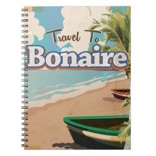 Bonaire vintage travel poster art. notebook