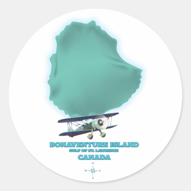Bonaventure Island Canada map Classic Round Sticker (Front)