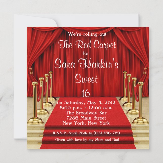 Bonbon de Hollywood de tapis rouge invitation de (Devant)