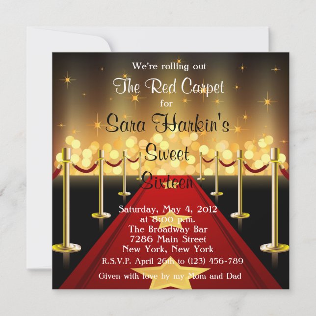 Bonbon de Hollywood de tapis rouge invitation de (Devant)