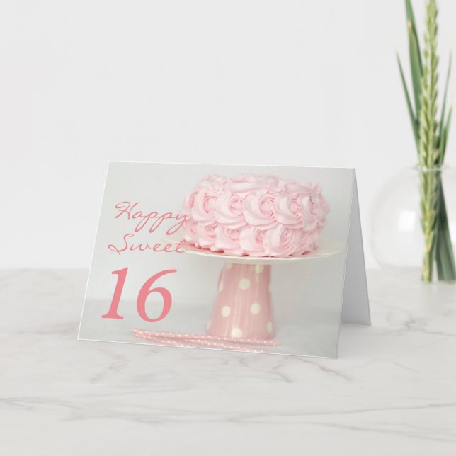 Bonbon heureux à gâteau rose carte de voeux de 16 (Devant)