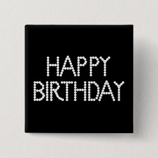 BonBon Party Happy Birthday Black & White Button