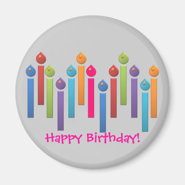 BonBon Party Happy Birthday colourful candels Magnet (Front)
