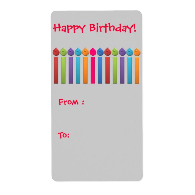 BonBon Party Joyeux Anniversaire tag cadeau coloré (Devant)