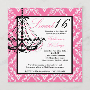 bonbon rose au lustre 5x5 invitation de 16