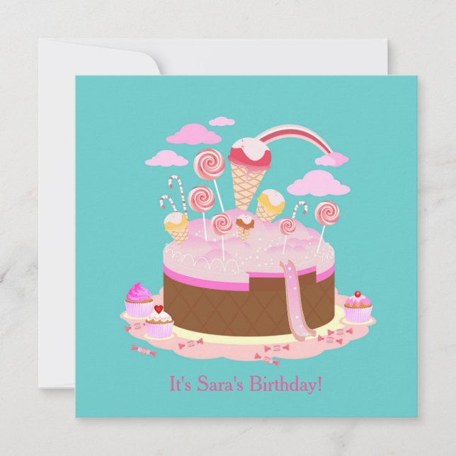 Bonbons et gâteau au chocolat invitation à la fête (Devant)