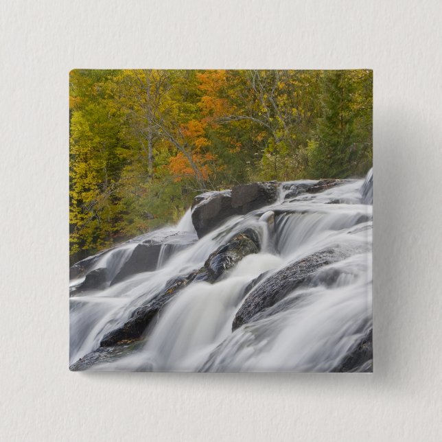 Bond Falls on the Middle Fork of the Ontonagon 2 Inch Square Button (Front)