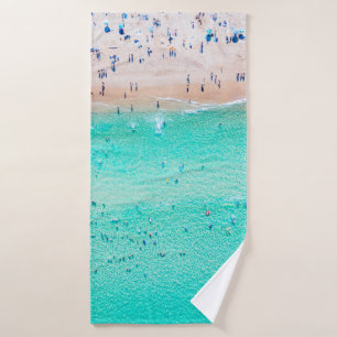 Bondi Beach aerial view on a perfect summer day wi Bath Towel