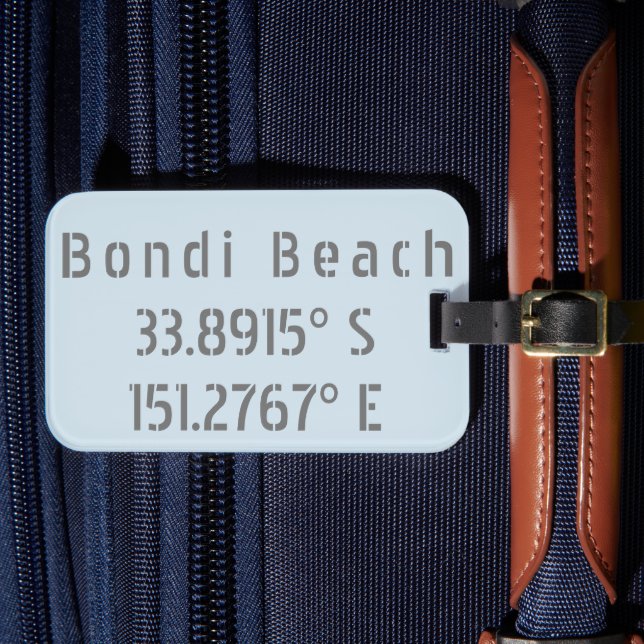 Bondi Beach Australia Latitude Longitude Luggage Tag (Front Insitu 4)