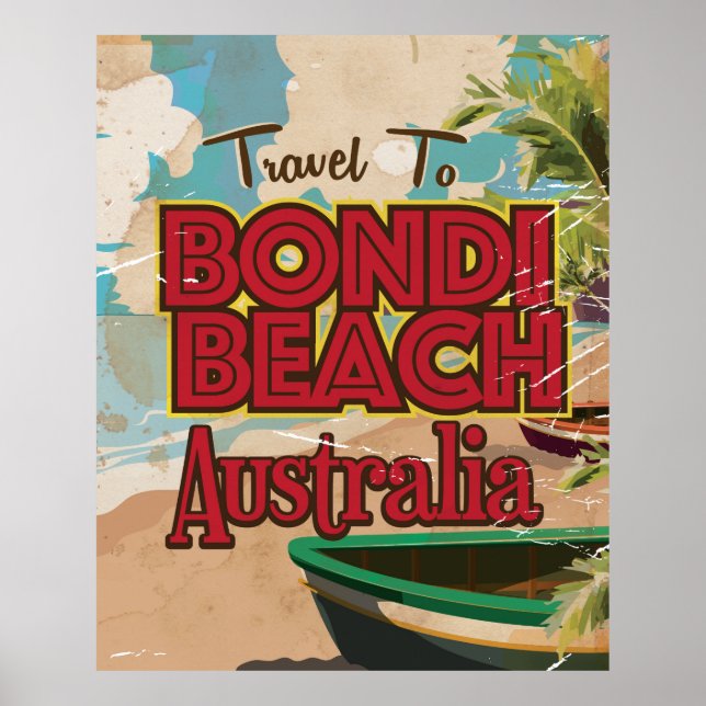 Bondi Beach Australia Retro Vacation Poster (Front)