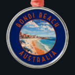 Bondi Beach Australia Travel Art Vintage Metal Ornament<br><div class="desc">Bondi Beach in a vector art style. The sweeping white-sand crescent of Bondi is one of Australia’s most iconic beaches.</div>