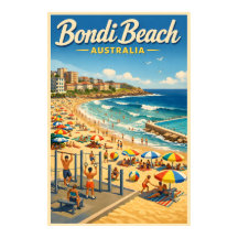 Bondi Beach Australia - Vintage Travel Poster