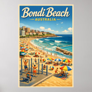Bondi Beach Australia - Vintage Travel Poster