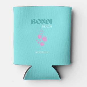 Bondi Beach, Travel Art, Blue Aqua Can Cooler